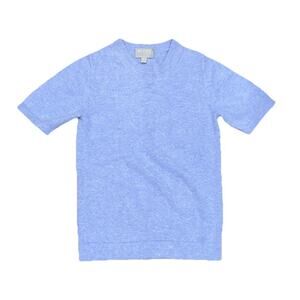 PURE Collection 100% Cashmere blue Crew Neck Short Sleeve Knit Top XS A004148